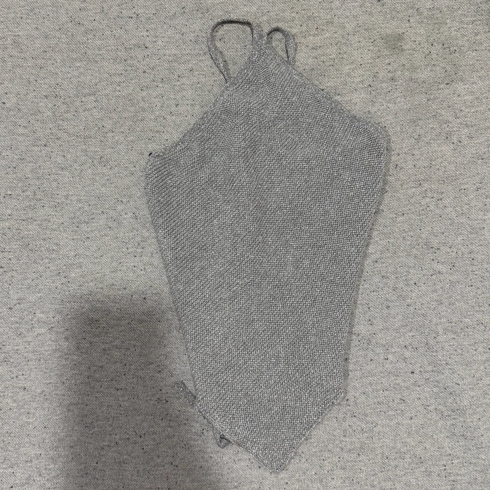 Zara Silver Knit Halter Top